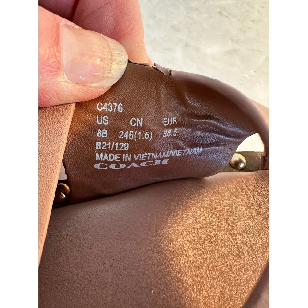 Coach C4376 Gemma‎ Leather Crossover Sandals Size 8B Pink Studded Sling Back